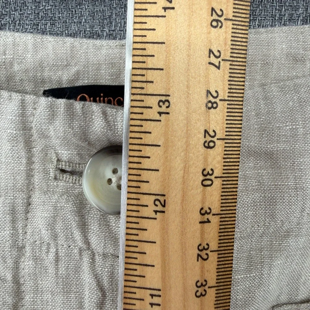 Quince 100% European Linen Patch Pocket Wide Leg Pants Flax Beige Size 16